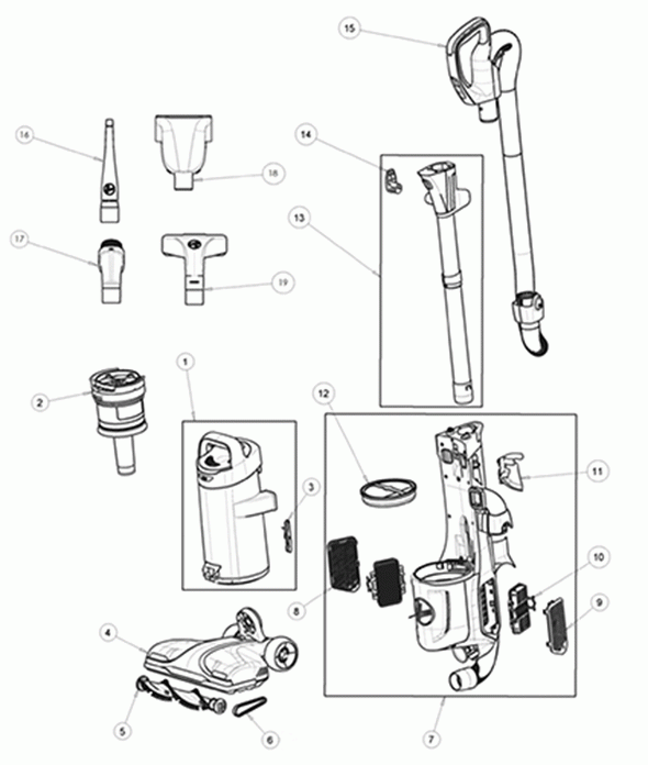 Diagram Diagram and Parts List for UH73220  Hoover Upright Vacuum