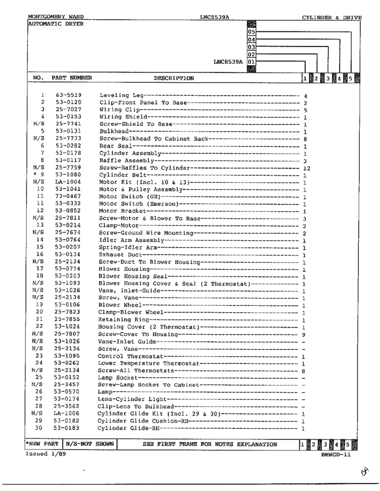 Automatic Dryer-cylinder And Drive Page 2 Diagram and Parts List for 8539A  Norge Dryer