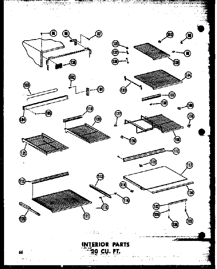Interior Parts 20 Cu. Ft. Diagram and Parts List for T16N-C-P60236-42WC  Amana Refrigerator