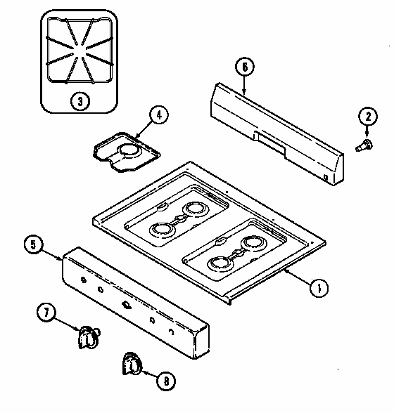 Top Assembly Diagram and Parts List for S31000PAWD  Maytag Range