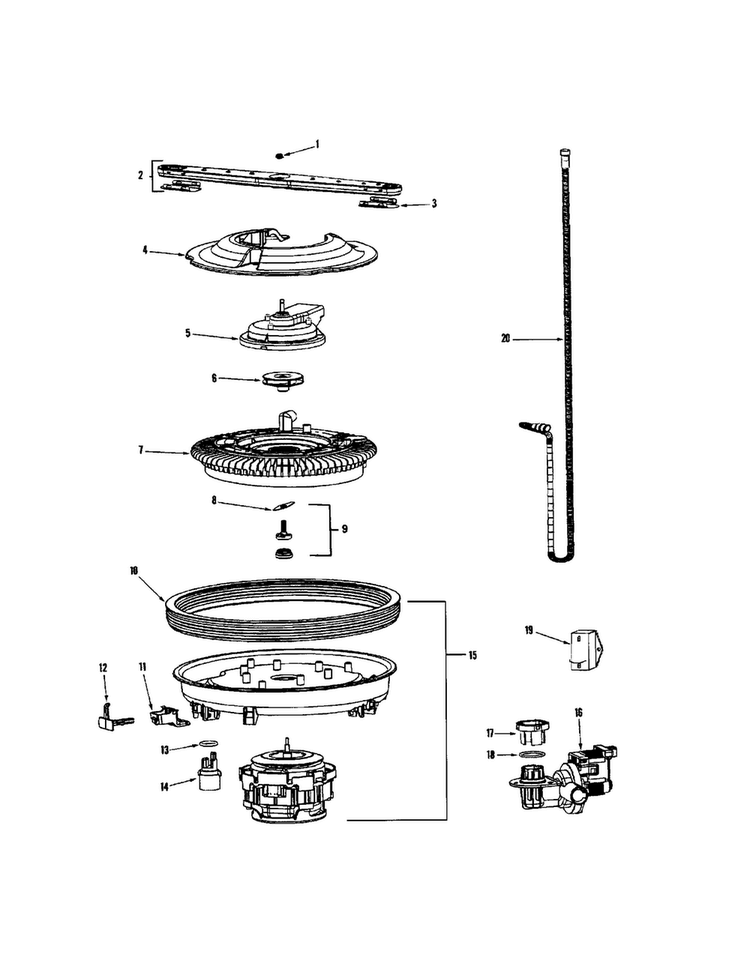 Pump & Motor Diagram and Parts List for MDB8551AWS  Maytag Dishwasher