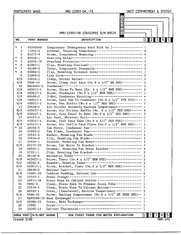 Unit Compartment And System Page 2 Diagram and Parts List for 22903-OA  Admiral Refrigerator