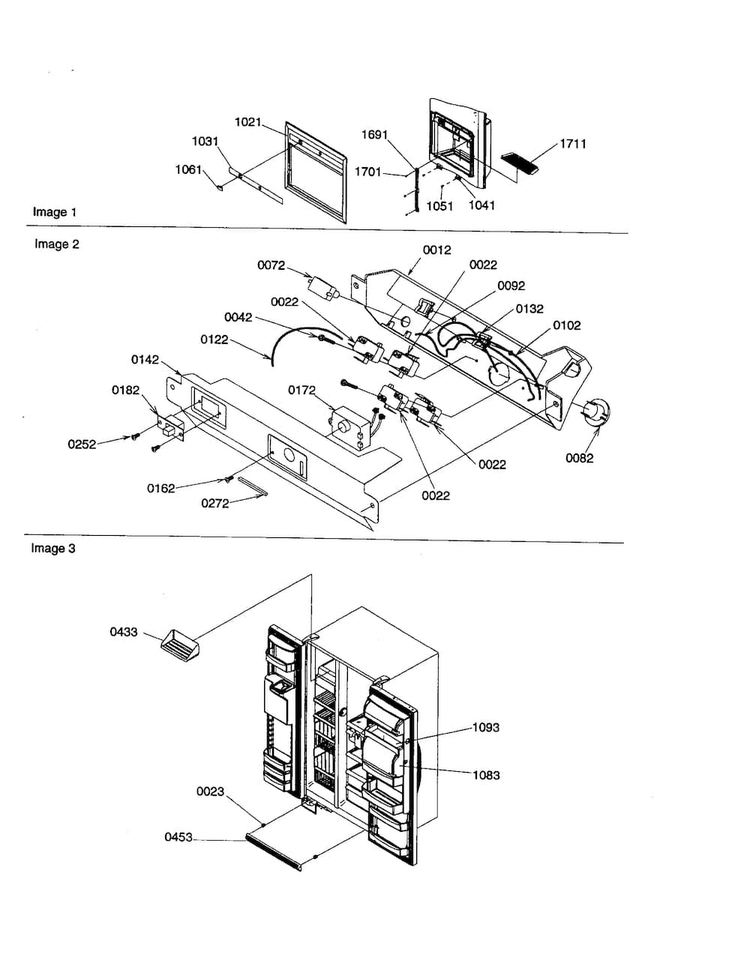 Dispenser Cover/elect. Brkt. Assy. Diagram and Parts List for SXD26VL-P1315202WL  Amana Refrigerator