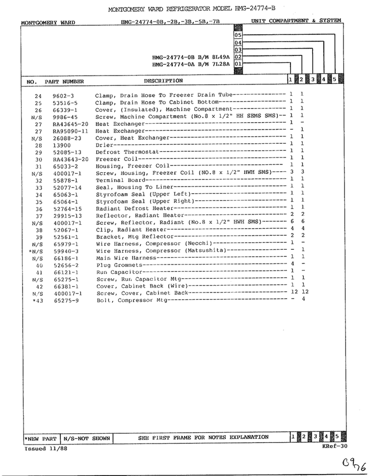 Unit Compartment And System Page 3 Diagram and Parts List for 2477AB  Admiral Refrigerator