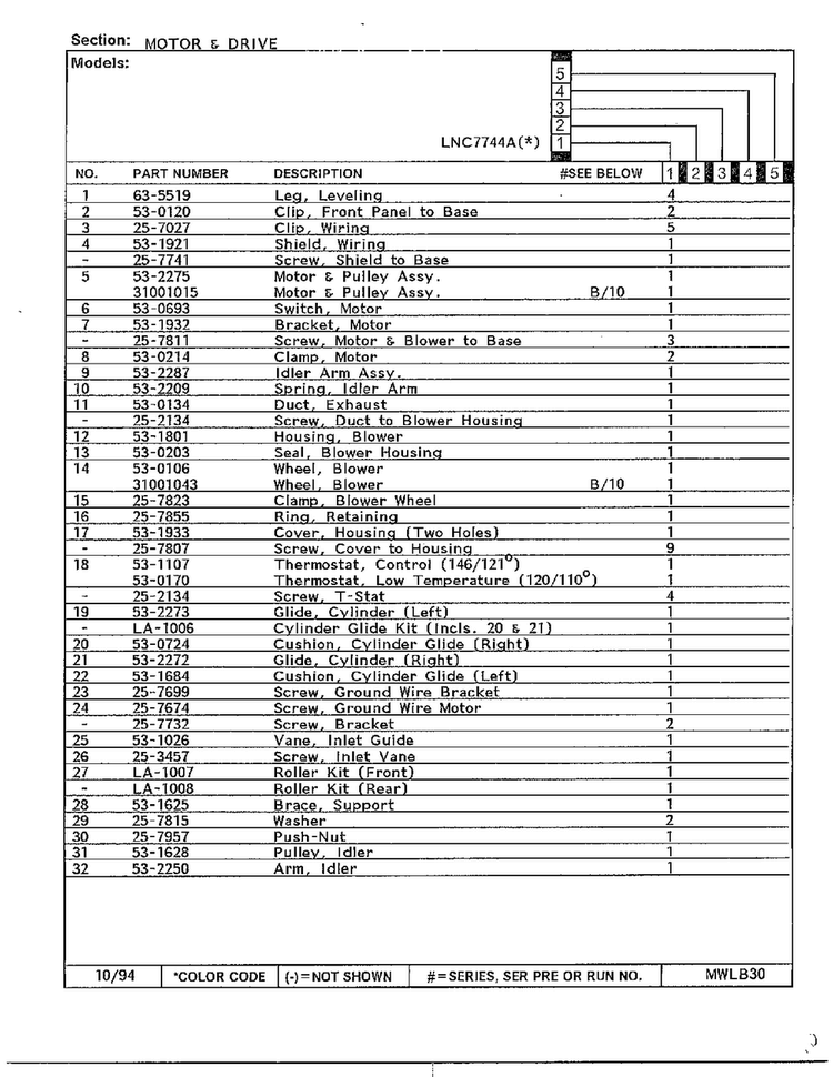 Motor And Drive Page 2 Diagram and Parts List for 7744A  Norge Dryer