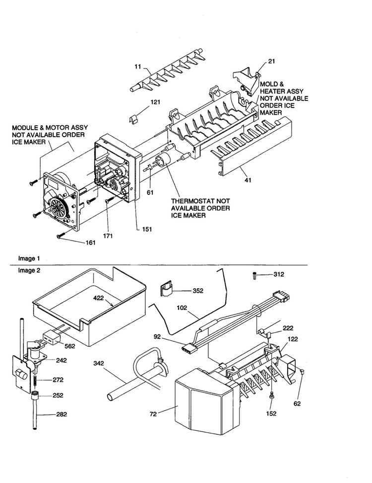 Ice Maker Assembly Diagram and Parts List for BR18VW-P1320703WW  Amana Refrigerator