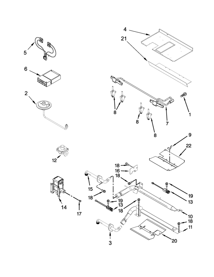 Manifold Parts Diagram and Parts List for JGS9900CDF00  Jenn-Air Range