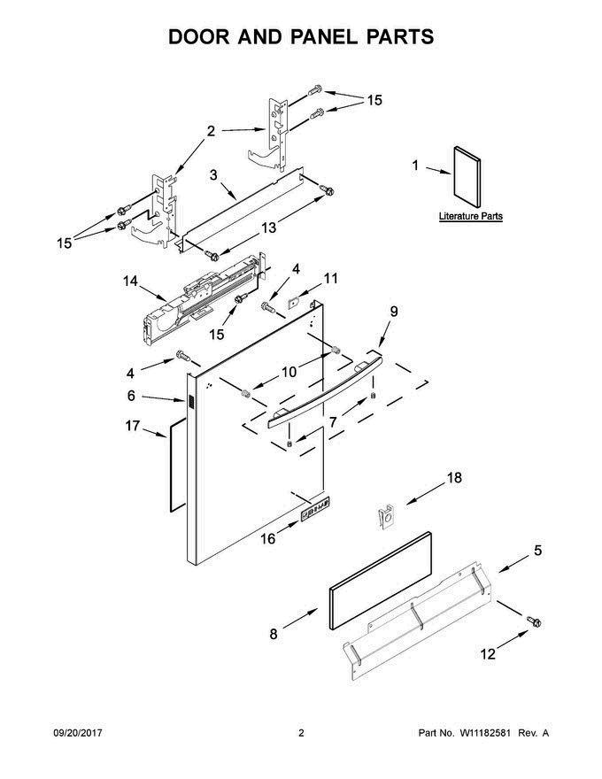 02 - Door And Panel Parts Diagram and Parts List for JDB9200CWS3  Jenn-Air Dishwasher