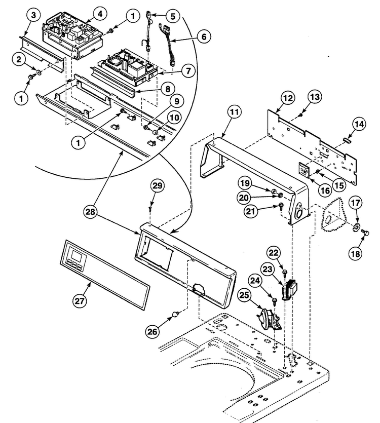 Control Panel Diagram and Parts List for SWTH20LN  Speed Queen Washer