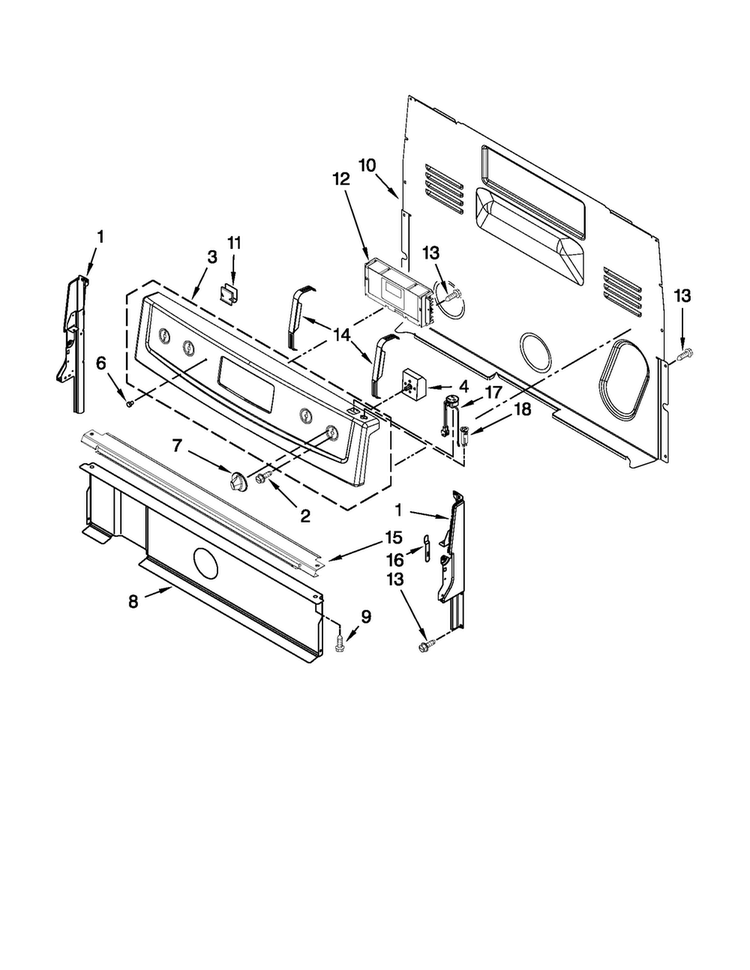 Control Panel Parts Diagram and Parts List for AER5823XCW1  Amana Range