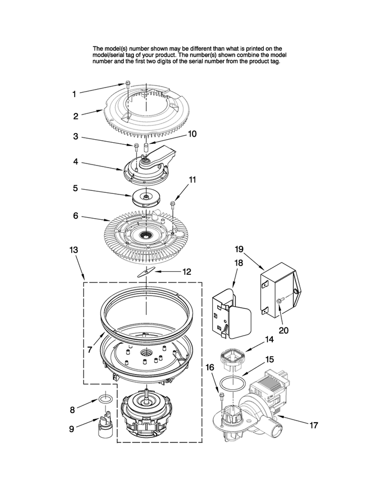 Pump And Motor Parts Diagram and Parts List for MDBM601AWS1  Maytag Dishwasher
