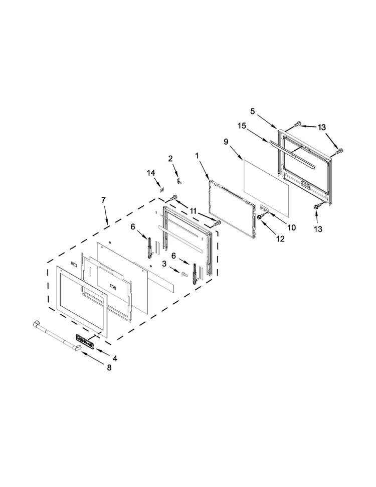 Lower Oven Door Parts Diagram and Parts List for JJW3830DP00  Jenn-Air Wall Oven