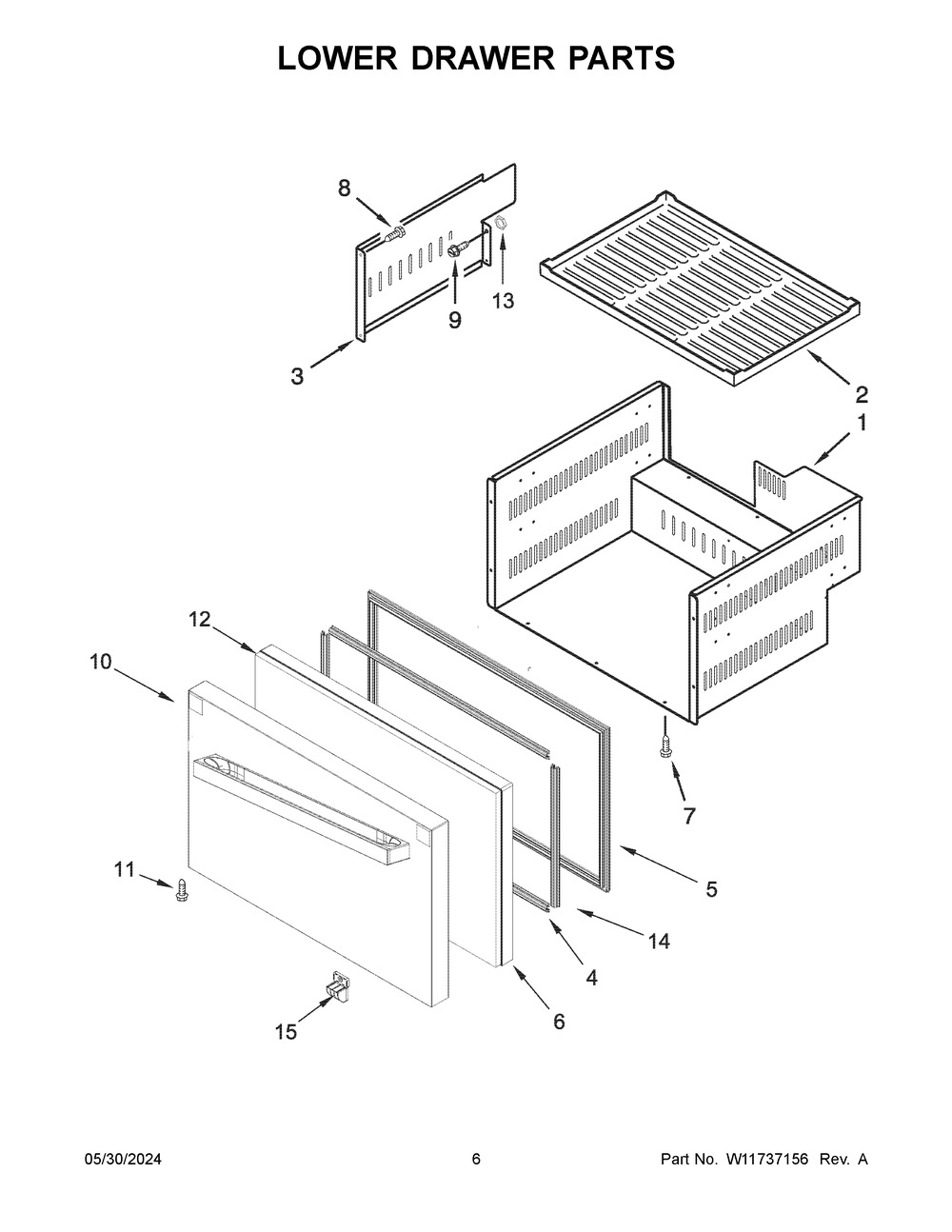 Lower Drawer Parts Diagram and Parts List for JUCFP242HM12  Jenn-Air Refrigerator