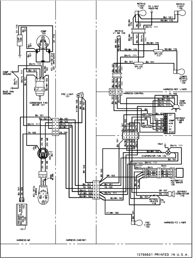 Wiring Information Diagram and Parts List for SK525-2W-PSK525200W1  Maytag Refrigerator