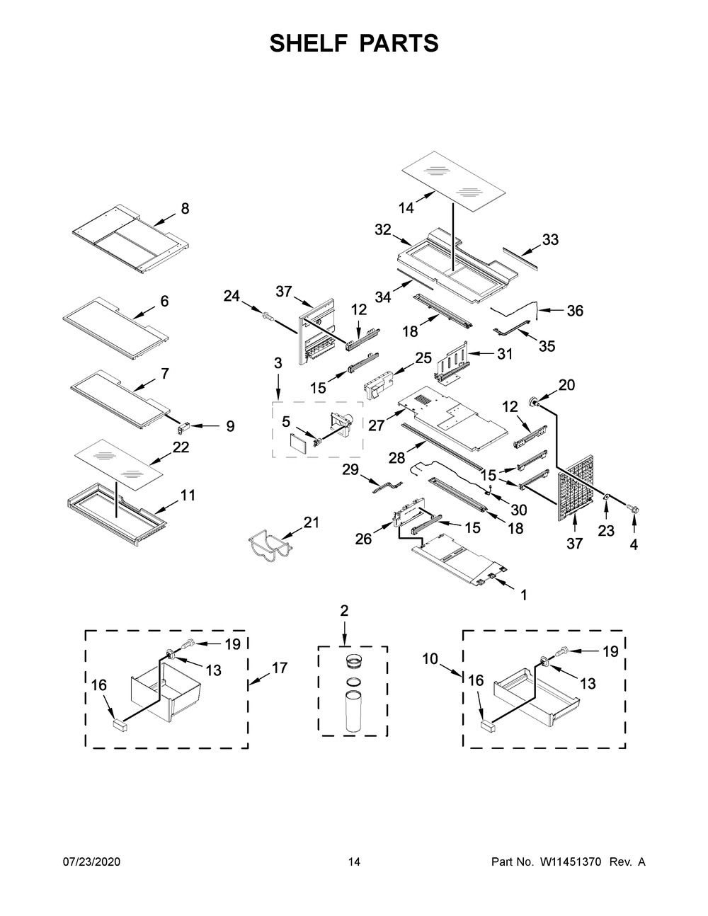 Shelf Parts Diagram and Parts List for JFFCC72EFS04  Maytag Refrigerator
