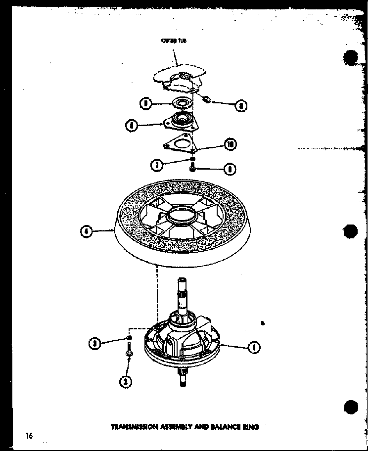 Transmission Assembly And Balance Ring Diagram and Parts List for TAA300 P75751-14W Amana Washer