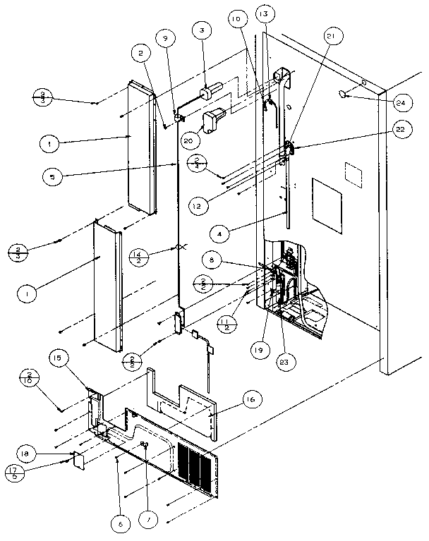 Cabinet Back Diagram and Parts List for TS18RB-P1158403W  Amana Refrigerator