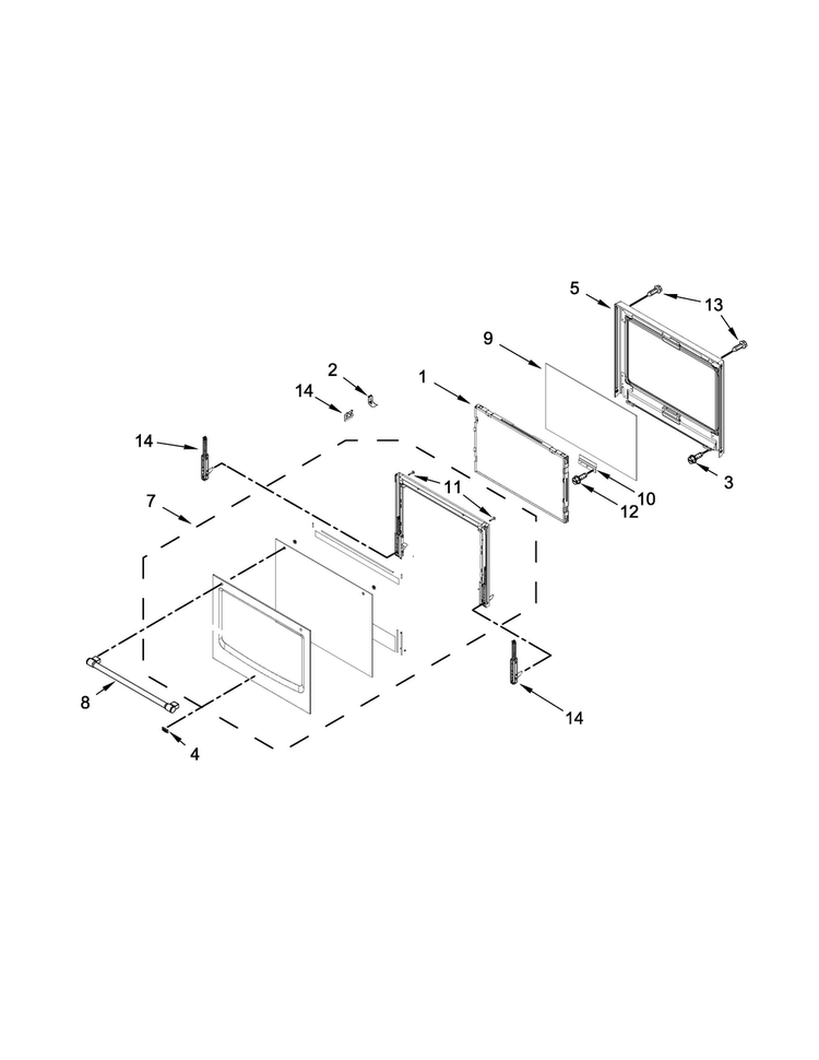 Oven Door Parts Diagram and Parts List for MEW9527DS01  Maytag Wall Oven