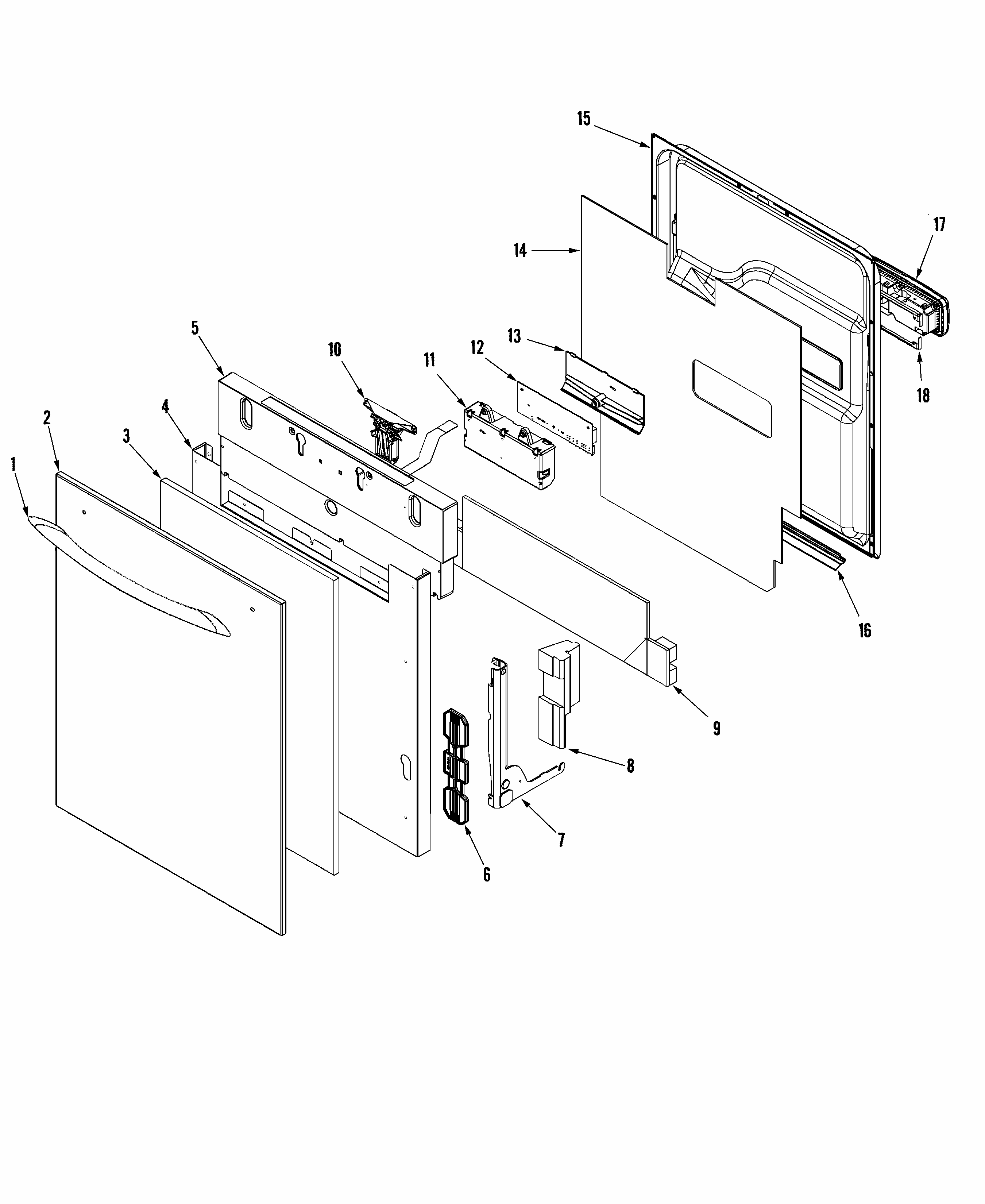 Control Panel & Door Diagram and Parts List for MDB8951AWS10  Maytag Dishwasher