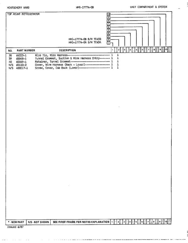Unit Compartment/system Page 3 Diagram and Parts List for 17774B  Admiral Refrigerator