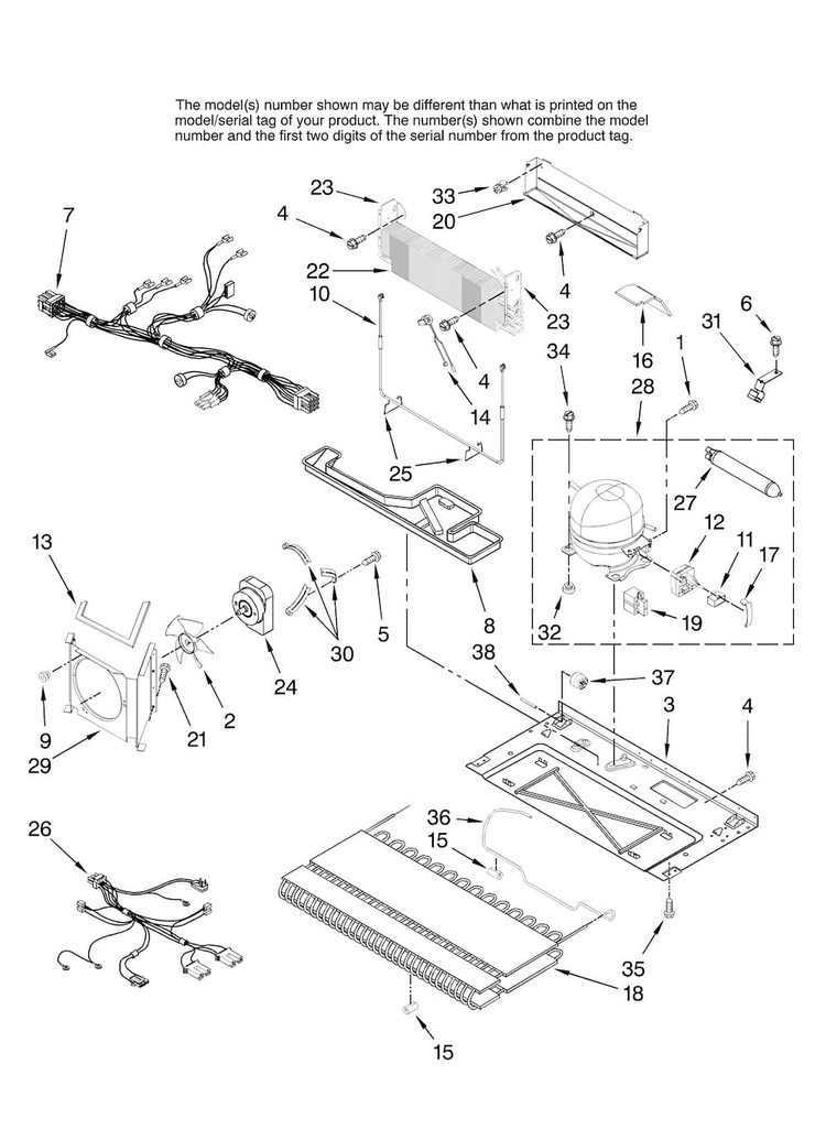 Unit Parts, Optional Parts Diagram and Parts List for AFI2538AES13  Amana Refrigerator