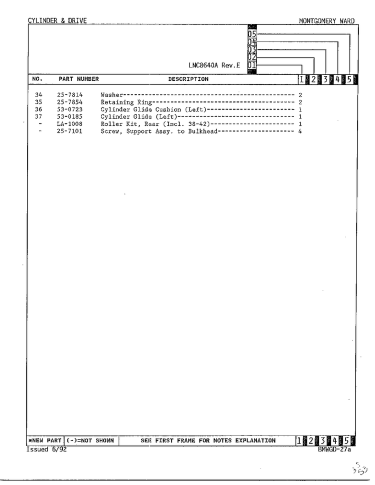 Cylinder And Drive Page 3 Diagram and Parts List for 8640A REV A Norge Dryer
