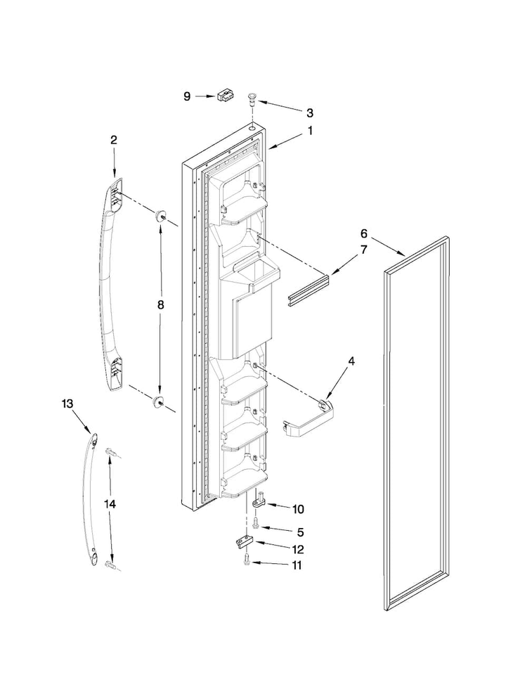 Freezer Door Parts Diagram and Parts List for ASD2522WRW04  Amana Refrigerator