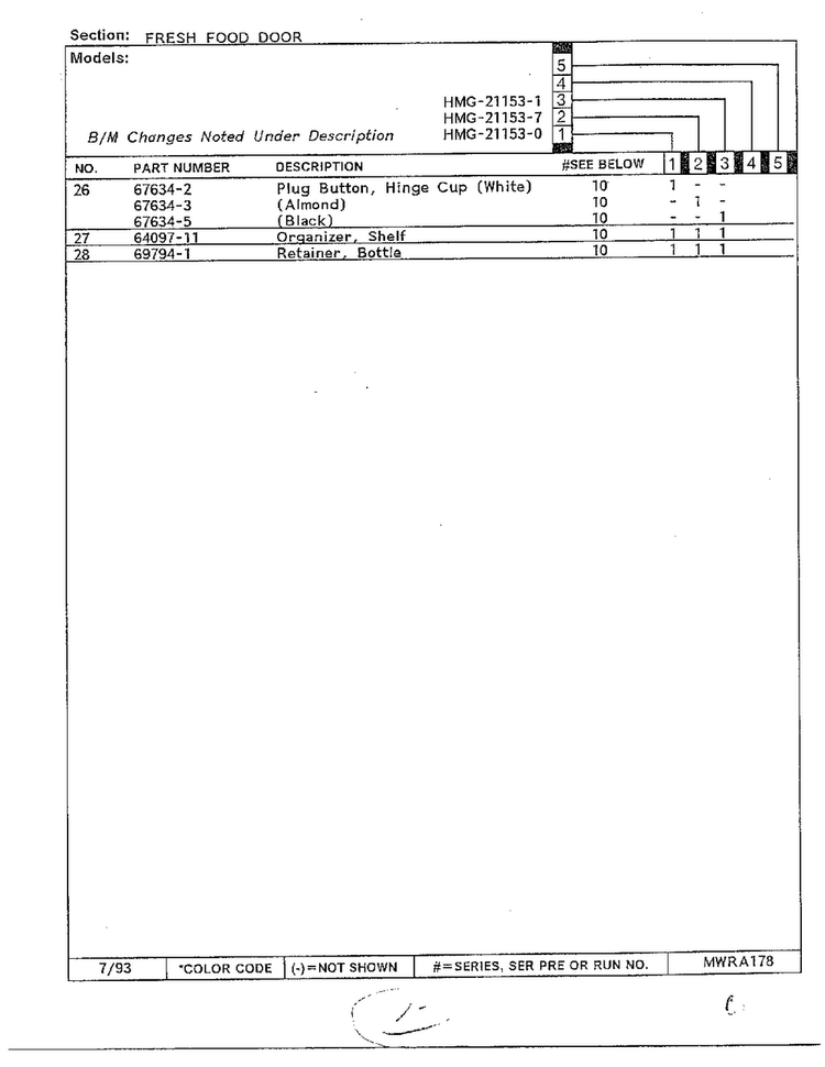 Fresh Food Door Page 3 Diagram and Parts List for 21153-0B  Admiral Refrigerator