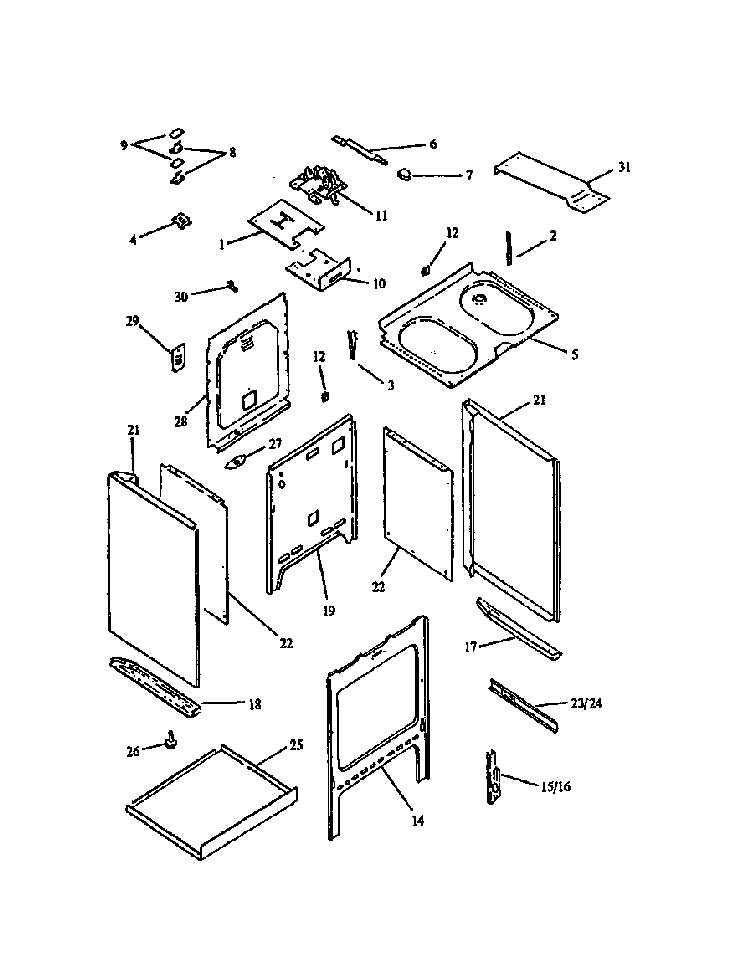 Cabinet Assy Diagram and Parts List for ARR625L-P1130970NL  Amana Range