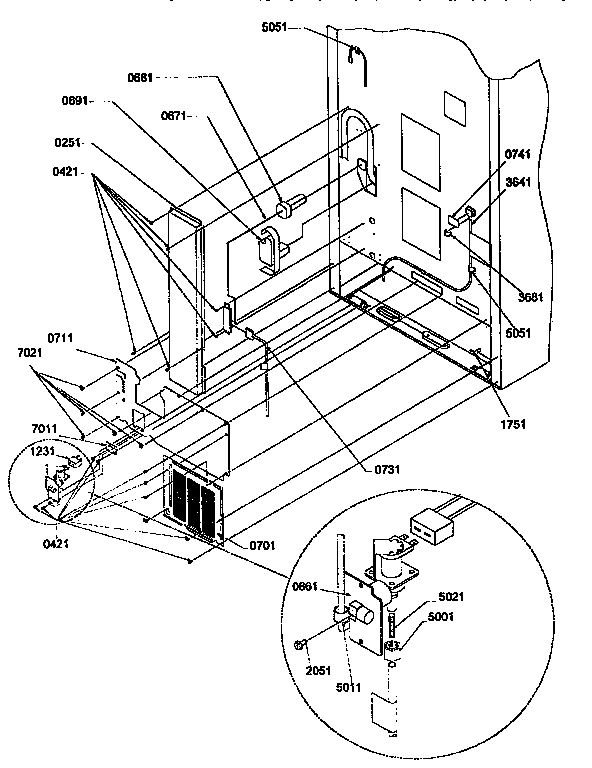 Cabinet Back Diagram and Parts List for BX22S5E-P1196705WL  Amana Refrigerator