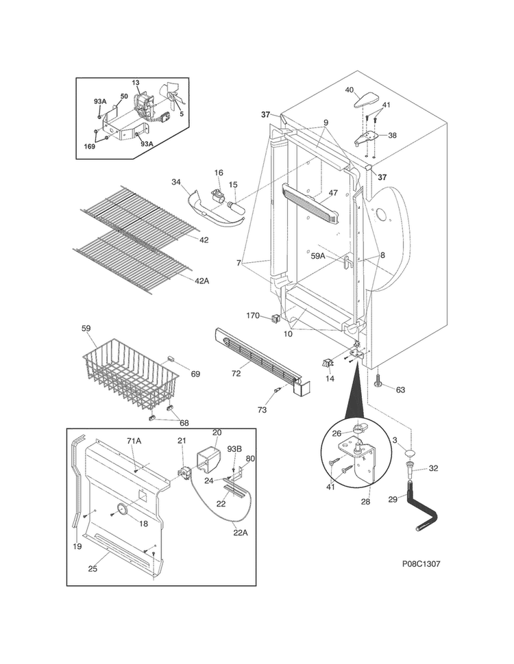 Cabinet Diagram and Parts List for CFUMC21QW0  Crosley Freezer
