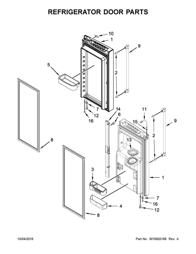Refrigerator Door Parts Diagram and Parts List for MFI2570FEB00  Maytag Refrigerator