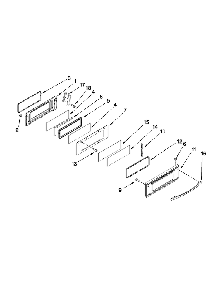 Upper Door Parts Diagram and Parts List for MER6775BAS18  Maytag Range
