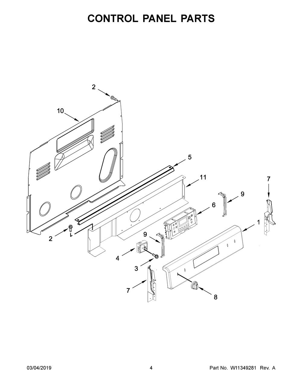 Control Panel Parts Diagram and Parts List for YMER6600FZ2  Maytag Range