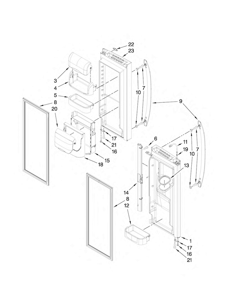 Refrigerator Door Parts Diagram and Parts List for MFI2269VEM2  Maytag Refrigerator