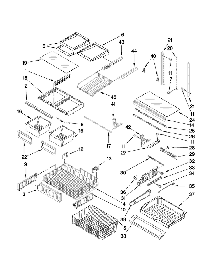 Shelf Parts Diagram and Parts List for AFB2234WEB4  Amana Refrigerator
