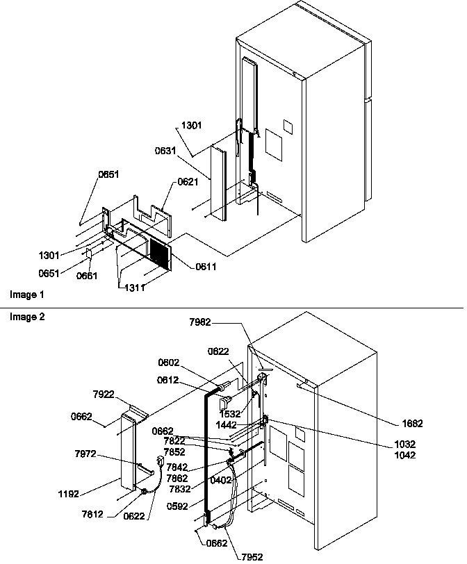 Cabinet Back Diagram and Parts List for TG518SW-P1180903WW  Amana Refrigerator