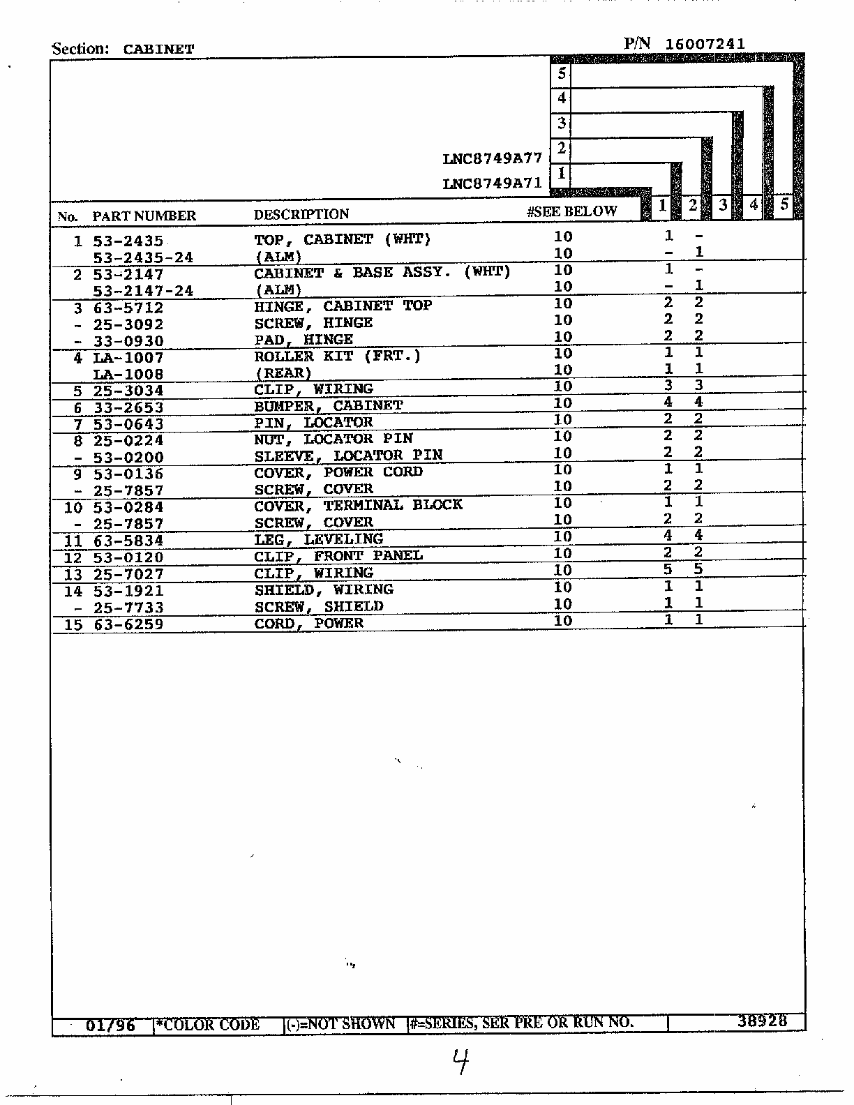 Cabinet Page 2 Diagram and Parts List for LNC8749A77  Maytag Dryer