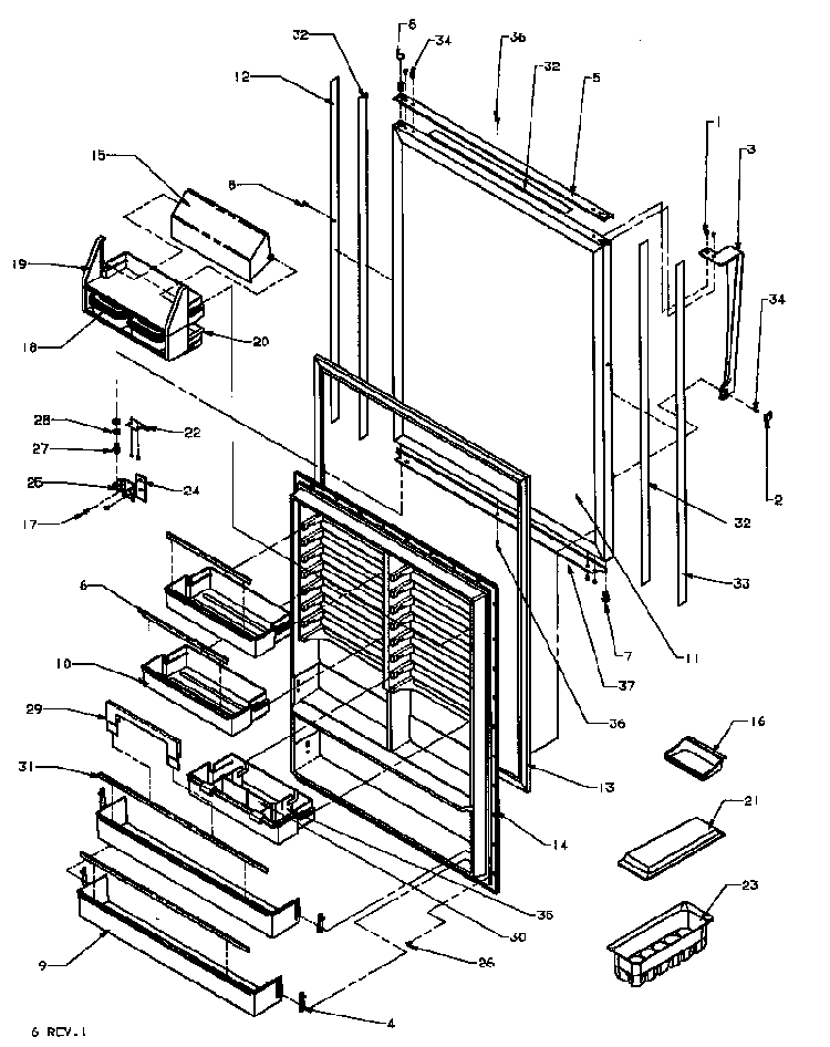 Refrigerator Door Diagram and Parts List for 85165-P1117113WE  Amana Refrigerator