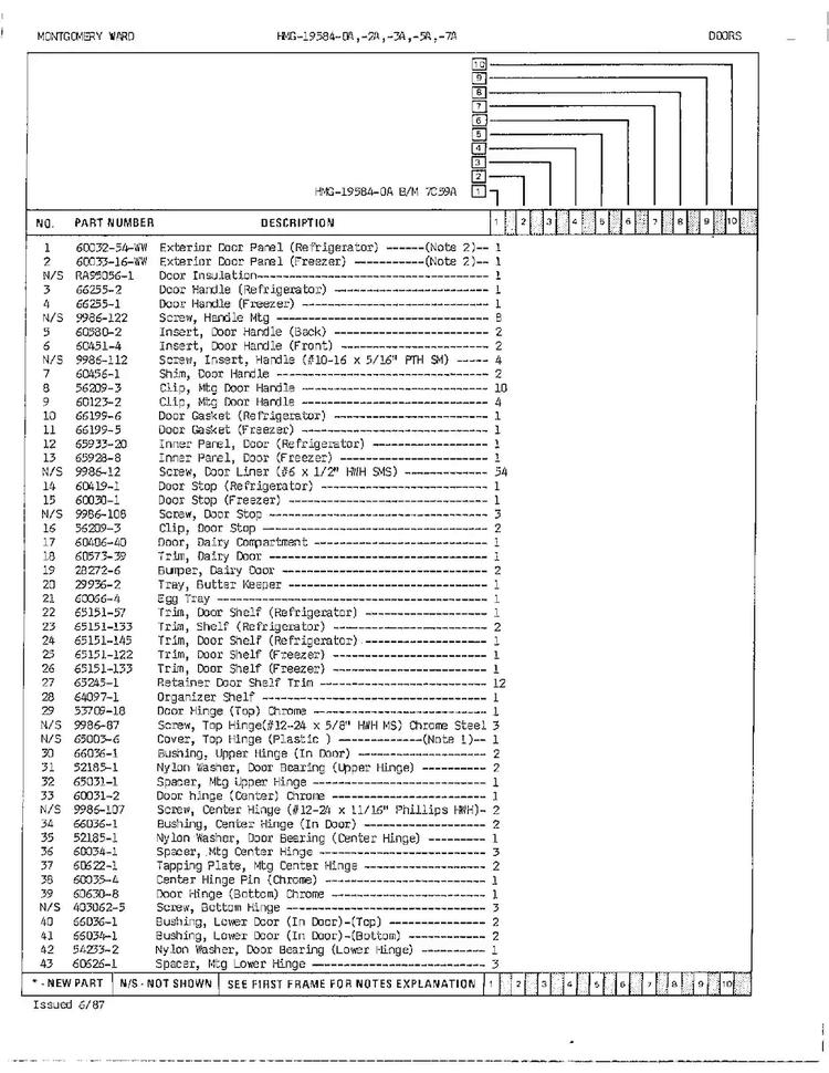 Doors/misc Page 2 Diagram and Parts List for 19584A  Admiral Refrigerator