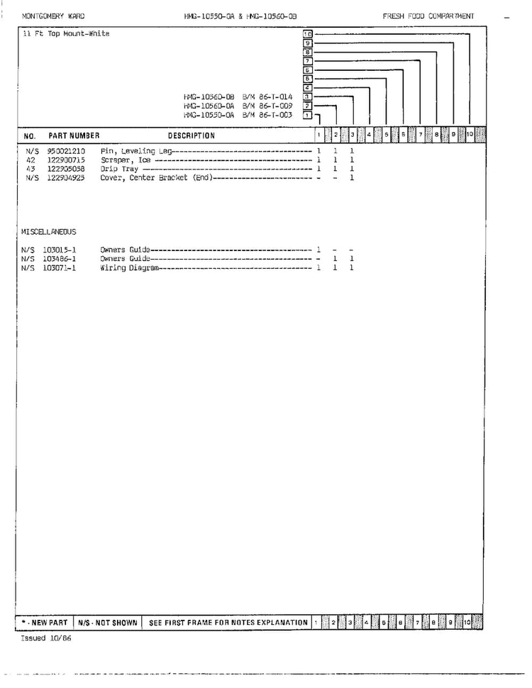 Fresh Food Compartment Page 3 Diagram and Parts List for 10560B  Admiral Refrigerator