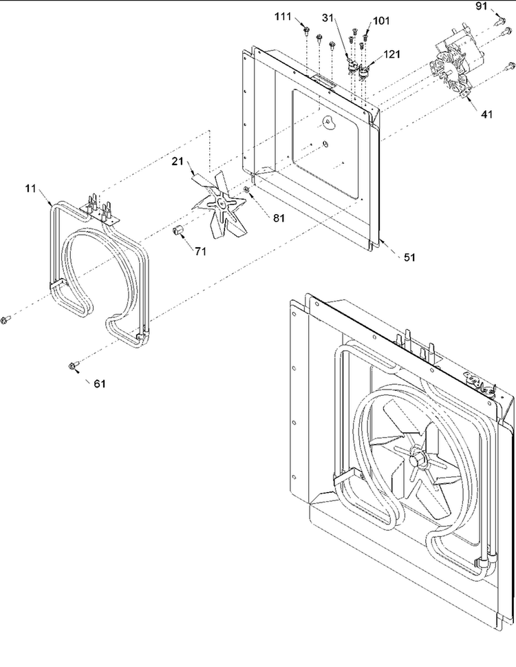 Heat Box Diagram and Parts List for UCA2000NT-P1325905  Amana Microwave