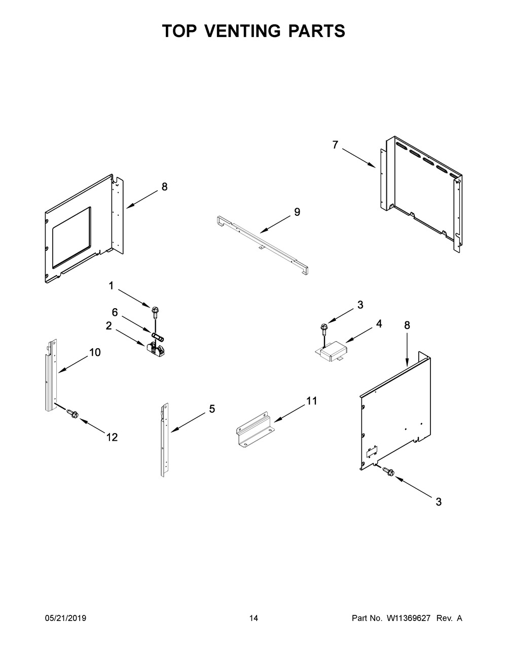 Top Venting Parts Diagram and Parts List for JMW2427IL02  Maytag Microwave Oven Combo