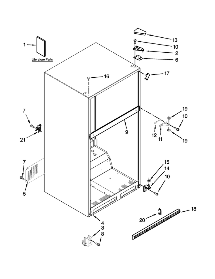 Cabinet Parts Diagram and Parts List for M8TXEGFBW01  Maytag Refrigerator