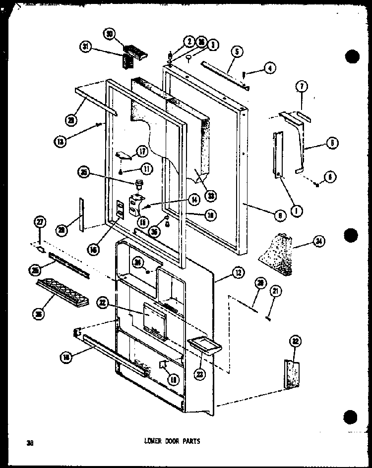Lower Door Parts Diagram and Parts List for TC18D-P73500-25W  Amana Refrigerator