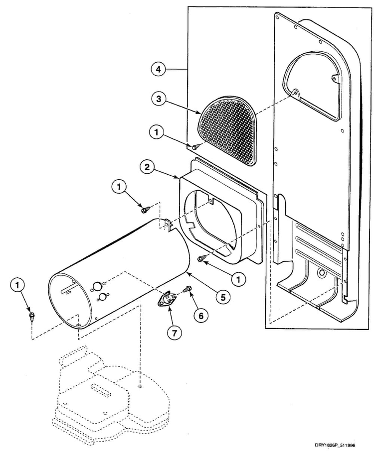 Heater Duct Diagram and Parts List for SSG709LF  Speed Queen Dryer