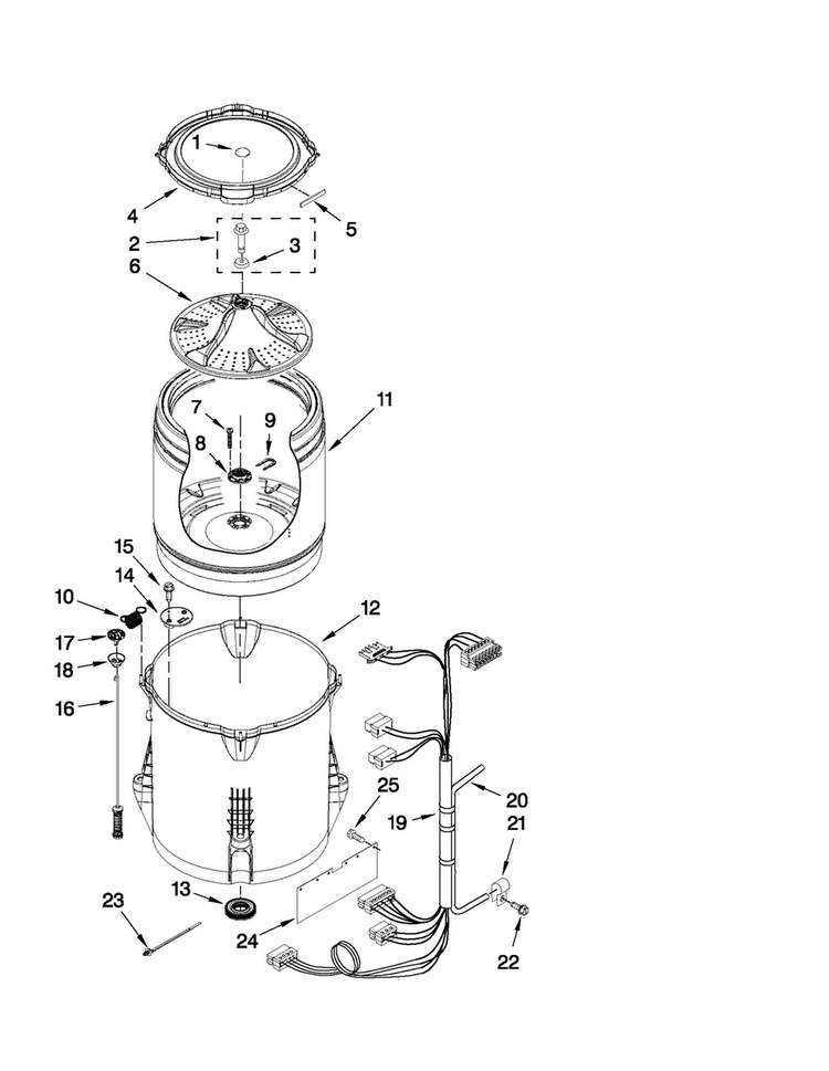Basket And Tub Parts Diagram and Parts List for 7MMVWC400YW2  Maytag Washer