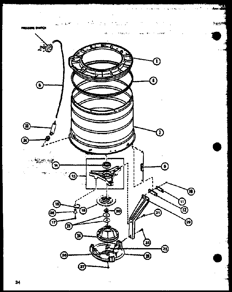 Section 1 Diagram and Parts List for LW3303W P1164316WW Amana Washer