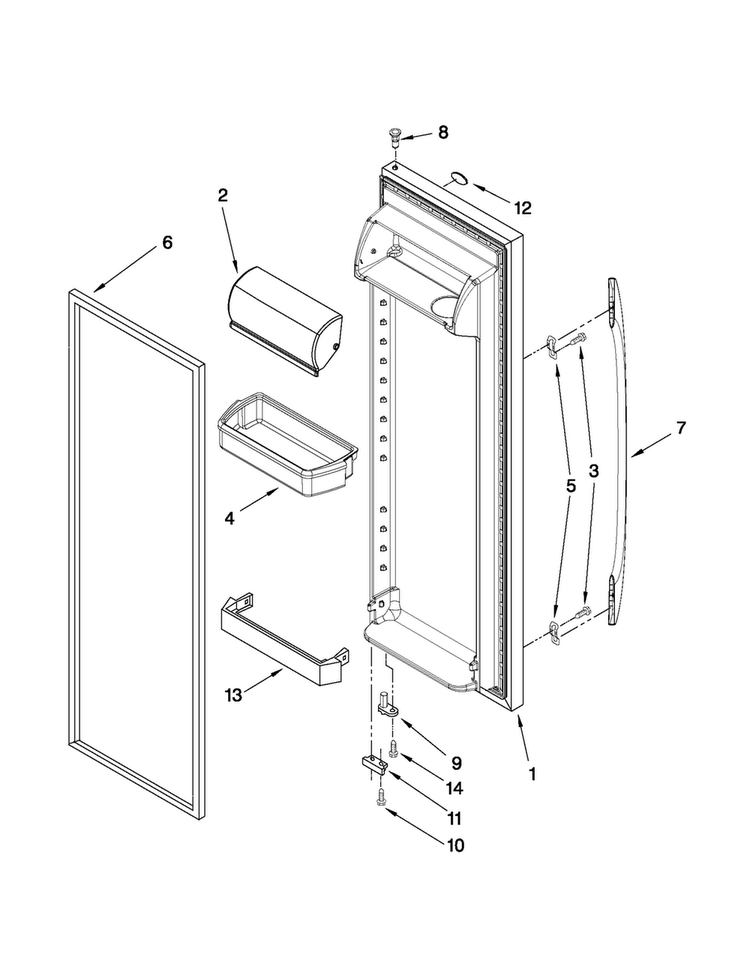 Refrigerator Door Parts Diagram and Parts List for MSD2272VES02  Maytag Refrigerator