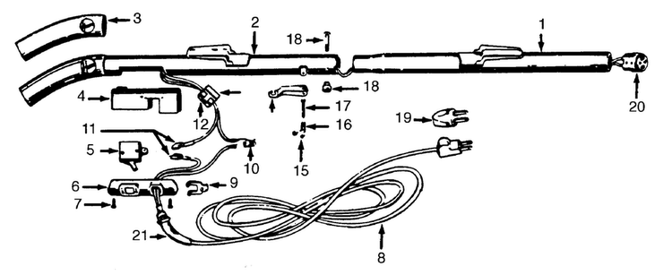 Handle Diagram and Parts List for U4001  Hoover Upright Vacuum